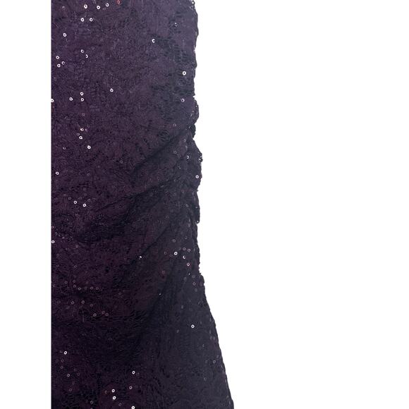 Scarlett Purple Sequin Lace Formal Dress Neckline Cutout Side Ruching Size 10 - Picture 6 of 14